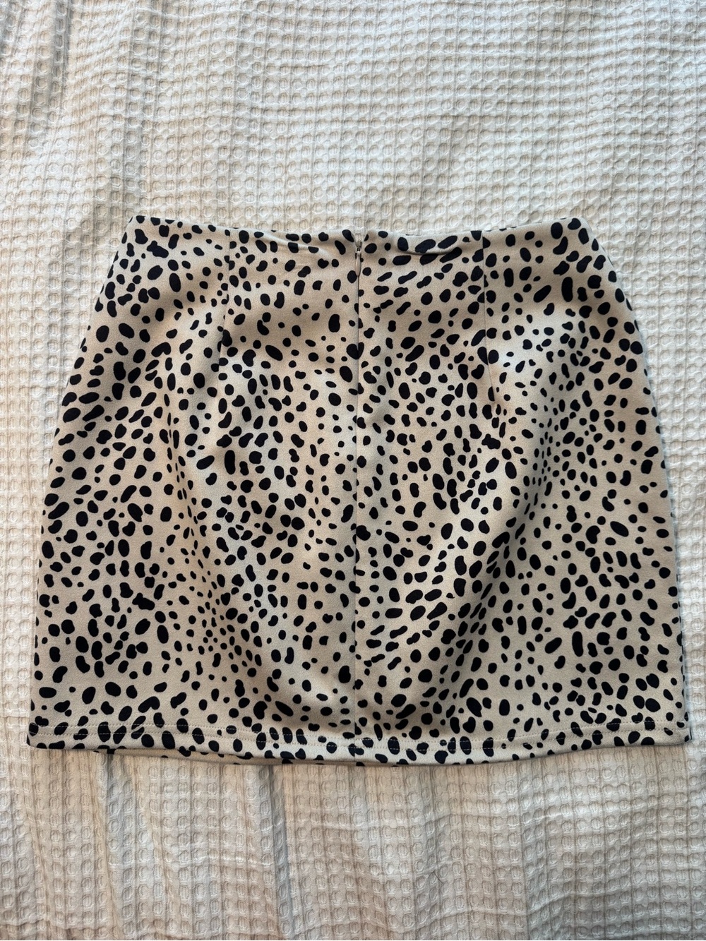 Altar'd State Cream Mini Skirt with Black Spot Print